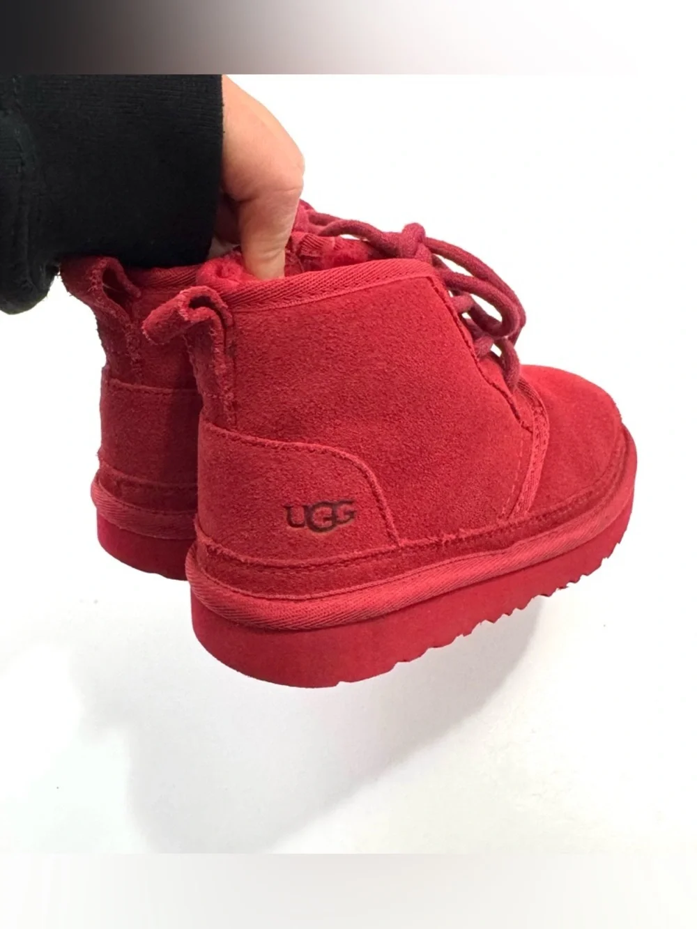 UGG Kids' Toddler Sz 10 Neumel II Chukka Boots Red Suede Cozy Plush Wool Lined